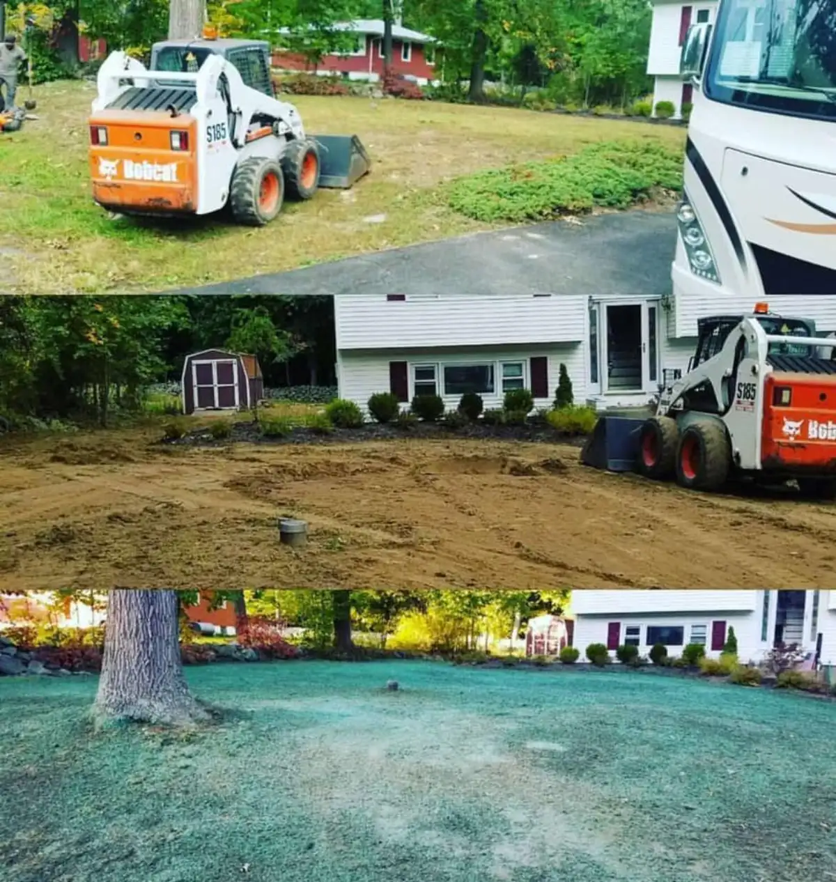 Hydroseeded lawn with new grass growth in Orange County, NY